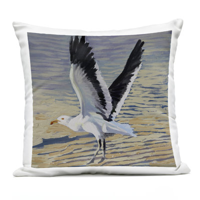 Coussin d'extérieur imprimé goéland en vol, design par Violeta Vollmer