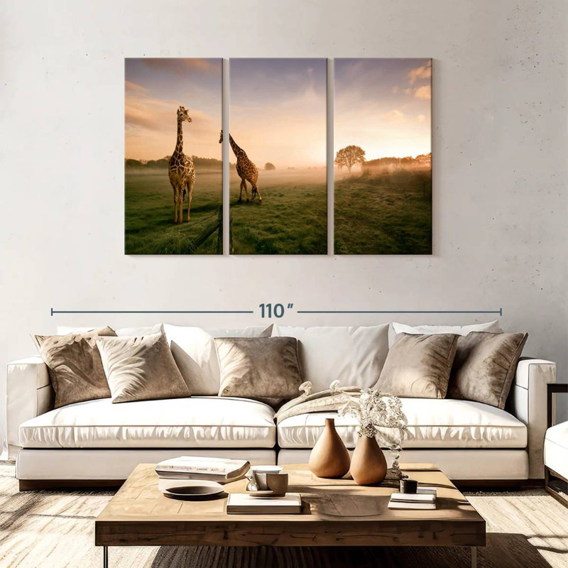 Brampt Giraffes In Savanna, 48" H x 74" W
