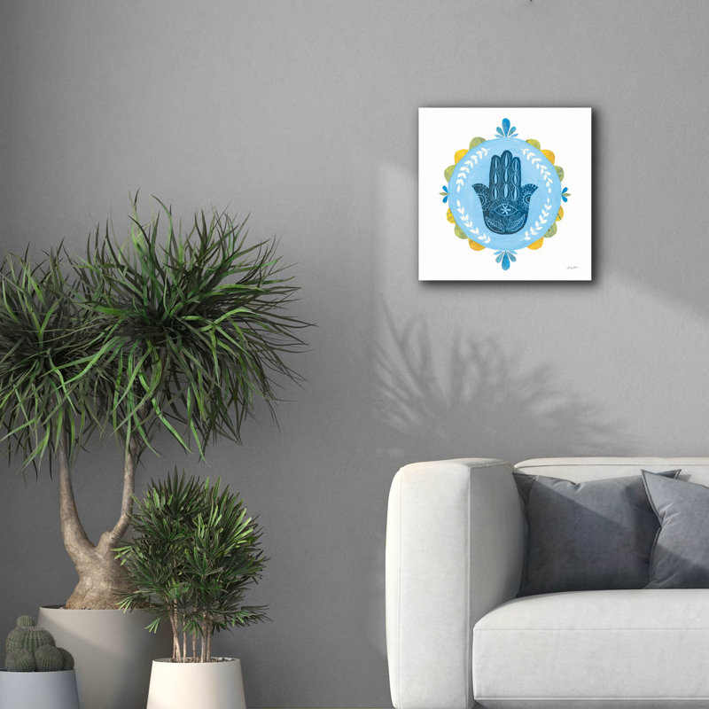 Toile épique Graffiti «Hamsa Mandala 1» par Courtney Prahl, 18 po x 18 po