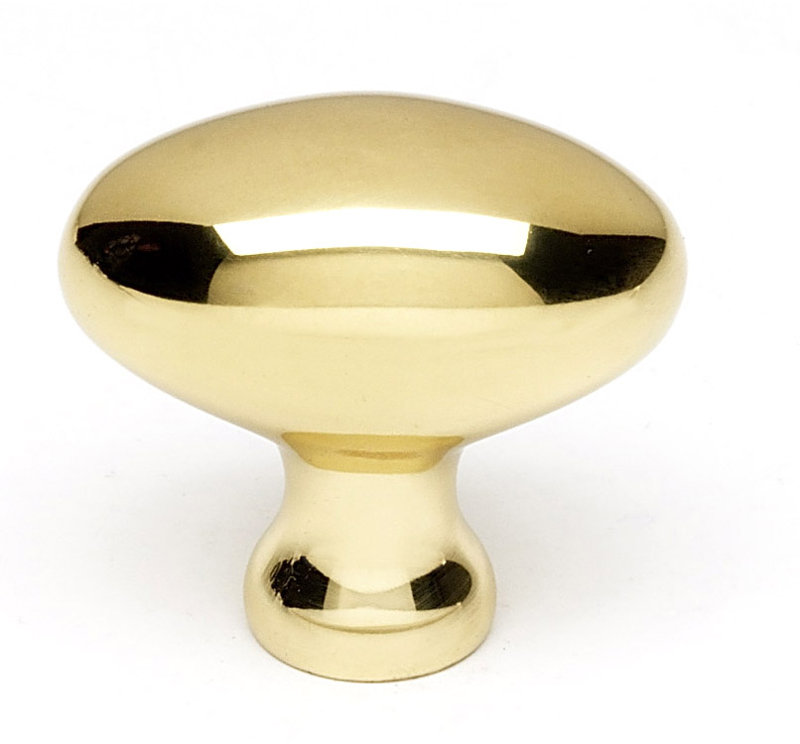 Poignée ovale 1 1/4 po, Laiton poli, H 1,375 po x l 0,875 po x P 1,25 po