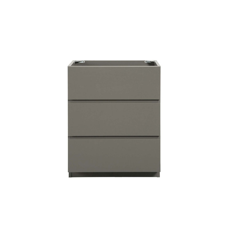 Stylish Storage Cabinet For Bathroom, Floor Cabinet With Three Storage Drawers, Gris