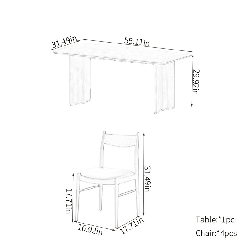 Ensembles de table de salle à manger Retro, H 29,92 po x L 55,11 po x l 31,49 po