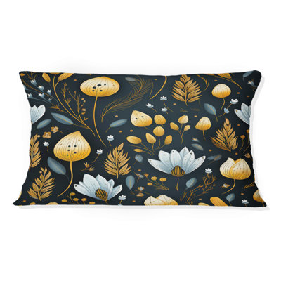 Nostalgia Vintage Black Floral Pattern - Floral Printed Pillow