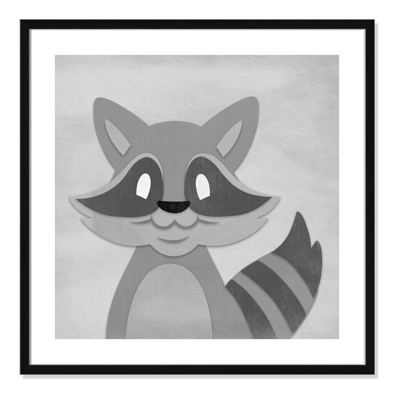 Impression sur papier Cheery Racoon, H 26,5 po x l 26,5 po x P 1,18 po, Encadré de boîte noir