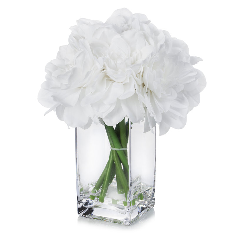 Agencements de fleurs en soie dahlia et de pièce maîtresse en vase, Blanc