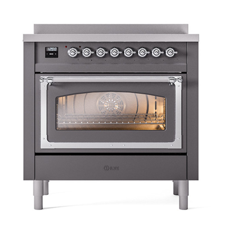 ILVE Nostalgie II Noblesse 36 in Induction Range, Graphite Matte/Chrome