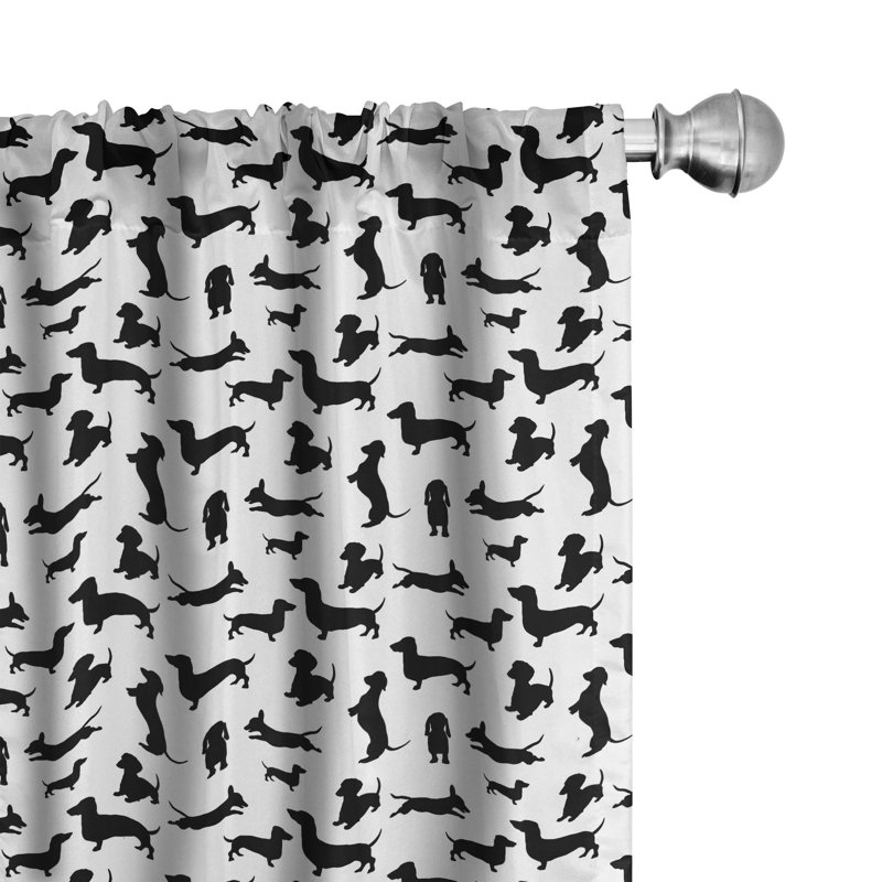Dachshund Semi-Sheer Rod Pocket Curtain Panels, 28" x 63"