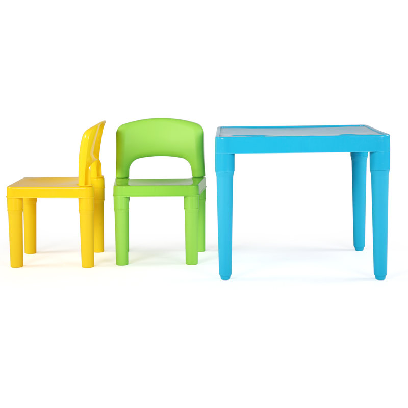 Ensemble de table de jeu et de chaises pour enfants Edwardo, Bleu / Jaune / Vert