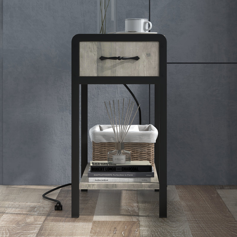 Adiley End Table, Black, Grey