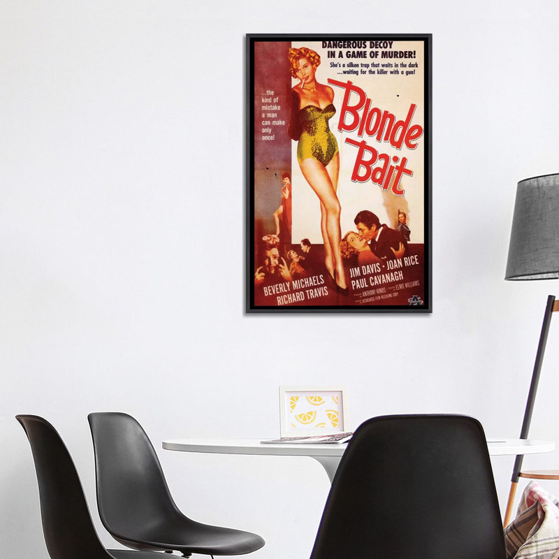 Blonde Bait - Advertisements Print, 40" H x 26" W x 1.5" D, Distressed Black Framed Canvas, No Matte