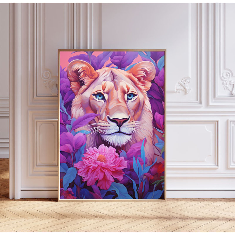 Tropical Animal Lion - No Frame Print, 21cm H x 14cm W