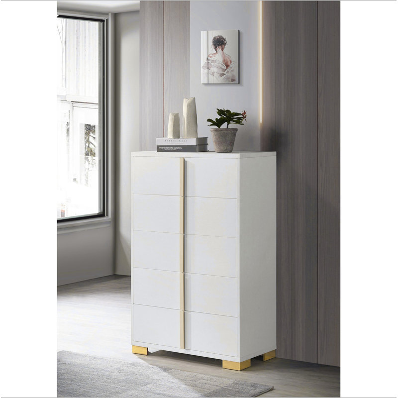 Commode blanche 5 tiroirs Medici, White
