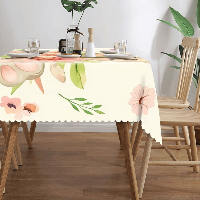 Housse de table à imprimé floral avec bordures festonnées 60 x 120 po Watercolor Bunny Ear