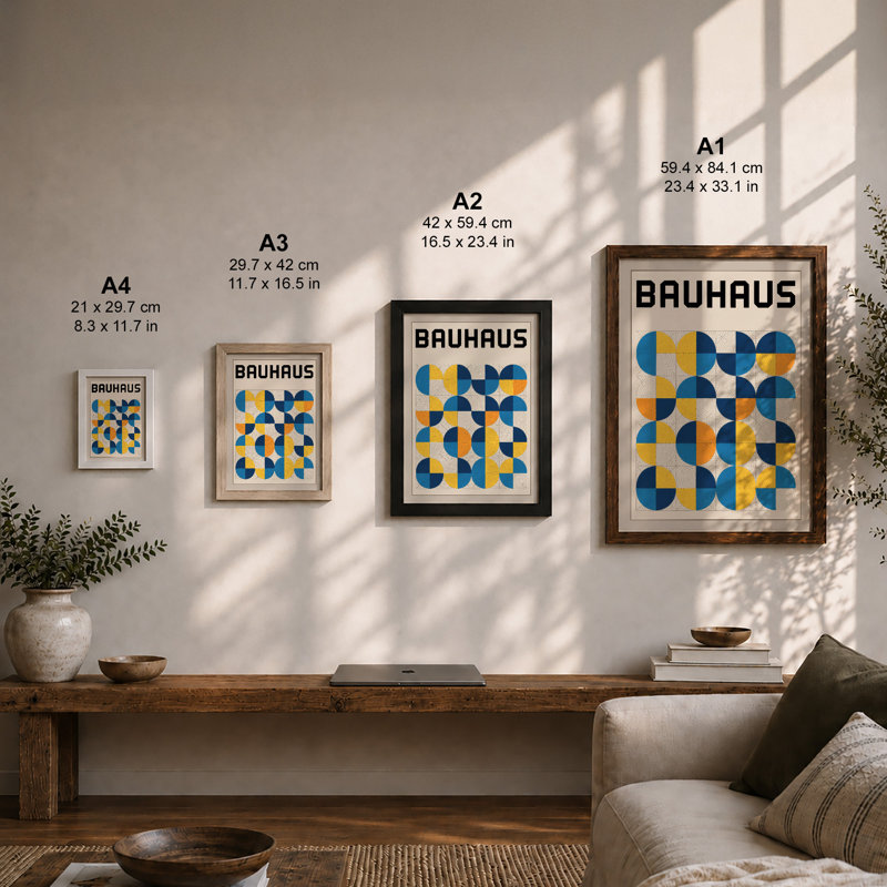 Bauhaus Study Geometric - Framed Print, Unframed, A1 - 84.1 x 59.4 cm