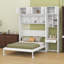 Lit escamotable mural avec bureau, armoire supérieure et tablettes de rangement, lit pliable peu encombrant-473577631-473577628
