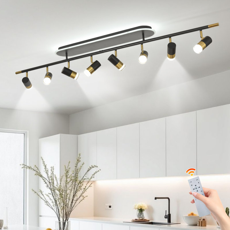 Éclairage sur rail à DEL 8 lumières avec 8 lumières, Black