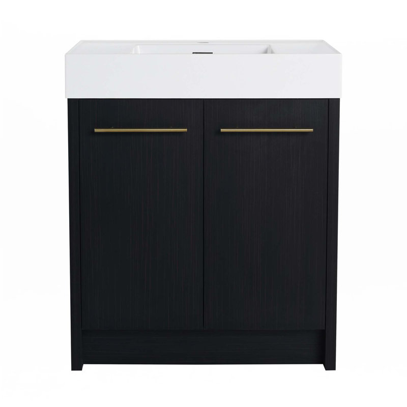 Meuble-lavabo autoportant avec lavabo en résine, 29.5"