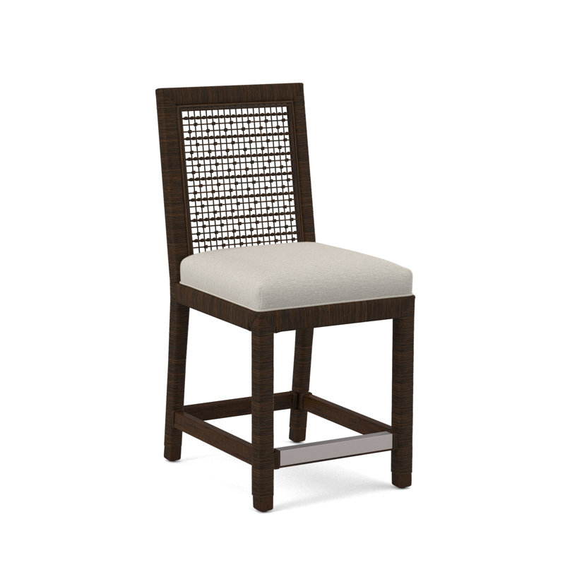 Tabouret de comptoir 24 po Scotia Glinda, Tissu performance blanc 0851-94, Café