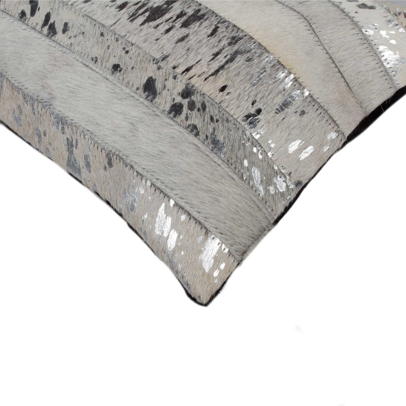 Coussin Torino, Gris / Argent, H 12 po x l 20 po