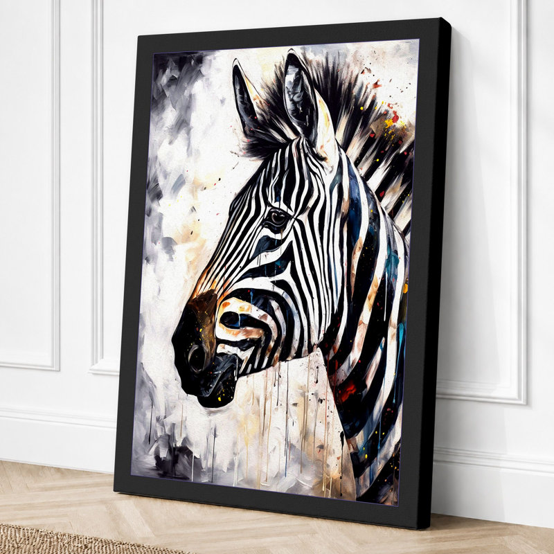 Zebra Profile Boho - Print, 24x16 - 61.0 x 40.6 cm, Black Border
