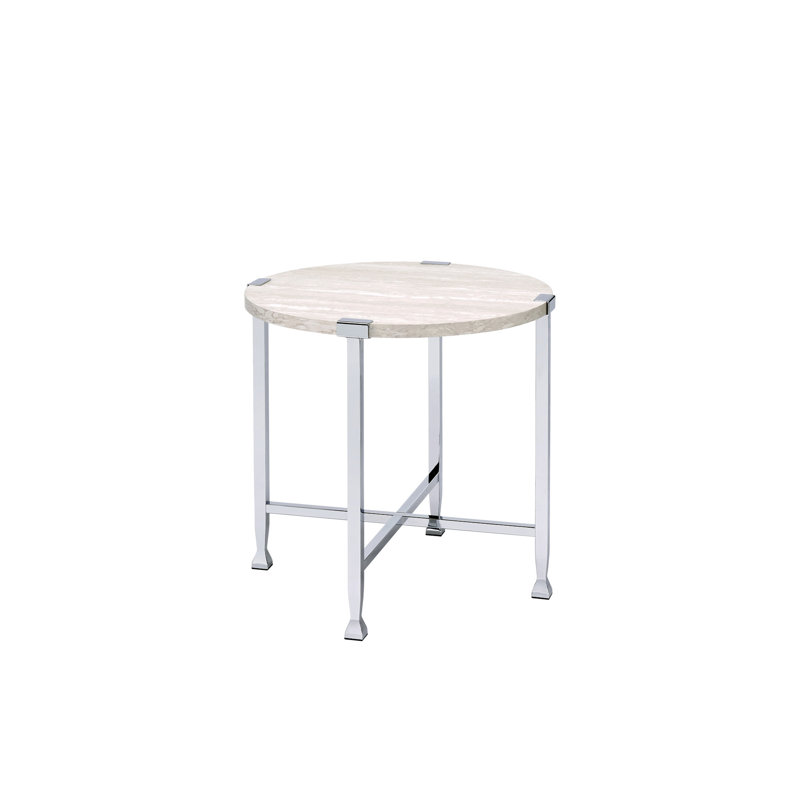Table de bout en chêne blanc et chrome Brecon