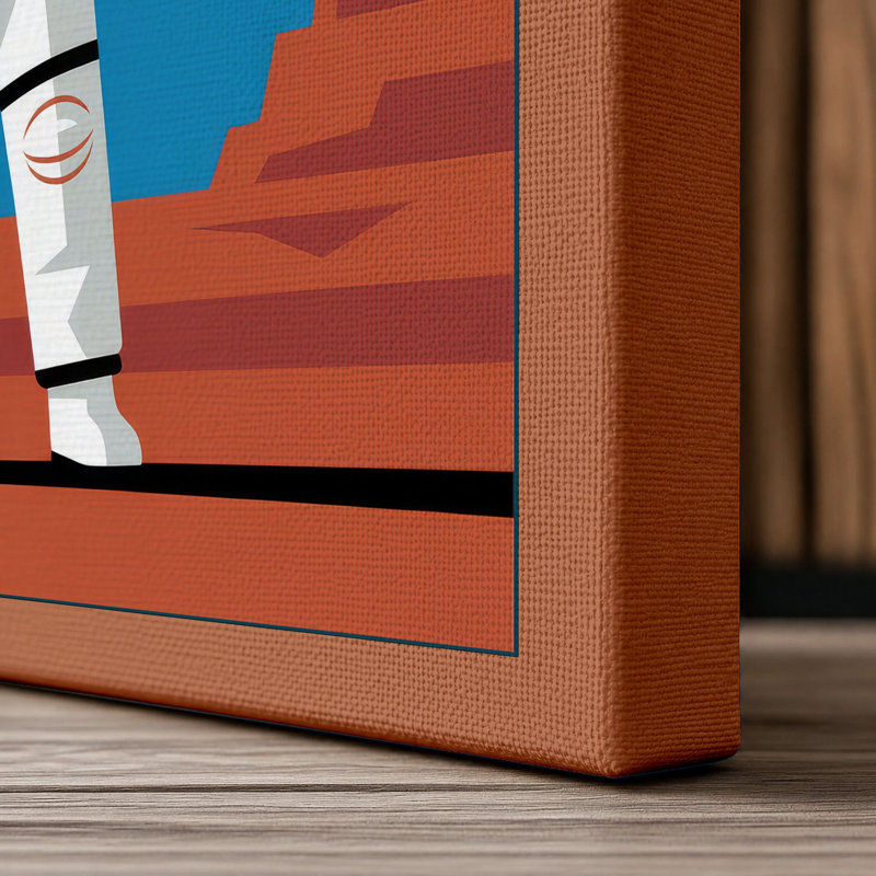 Astronaut in the Desert Modern - Wrapped Canvas, 24x16 - 61.0 x 40.6 cm, Terracotta Border