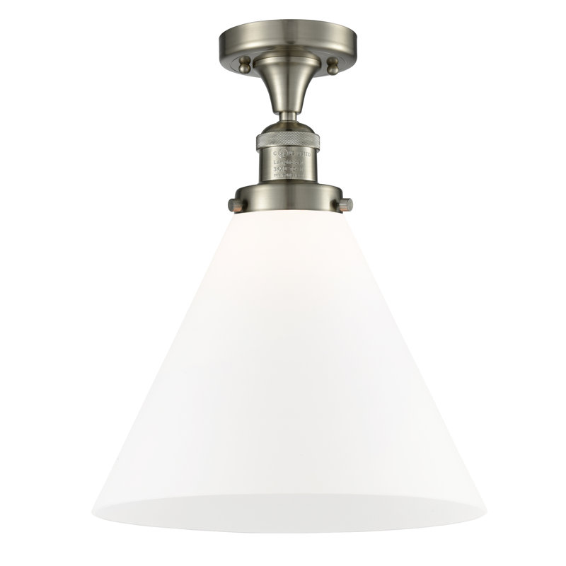 Plafonnier semi-encastré 1 lumière 12 po Chris, Boîtier blanc mat, Ampoule non incluse, Nickel satiné brossé
