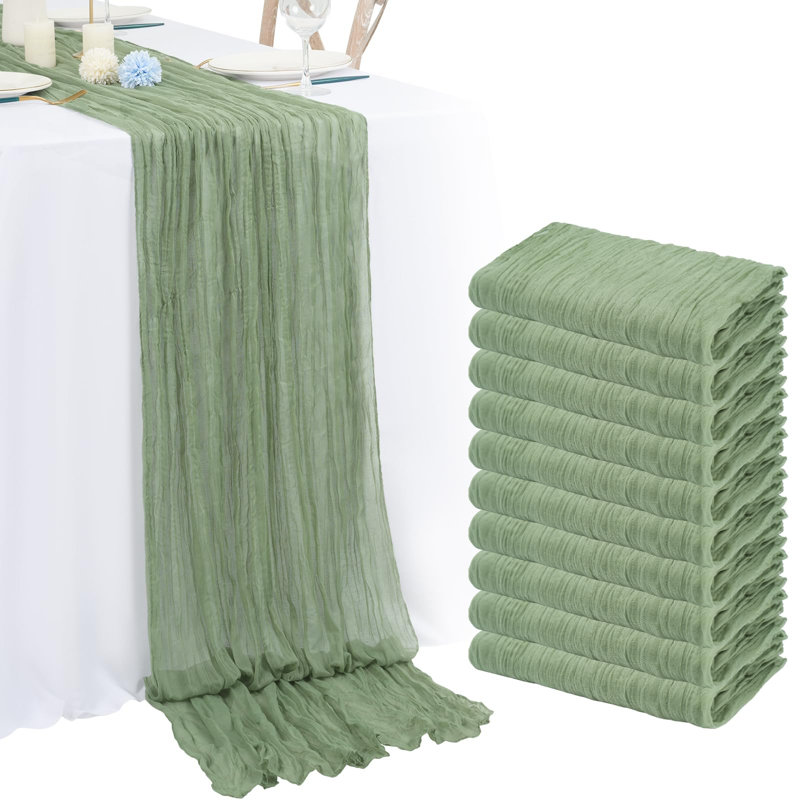 10 drapeaux de table en tissu froissé (55 x 300 cm) 