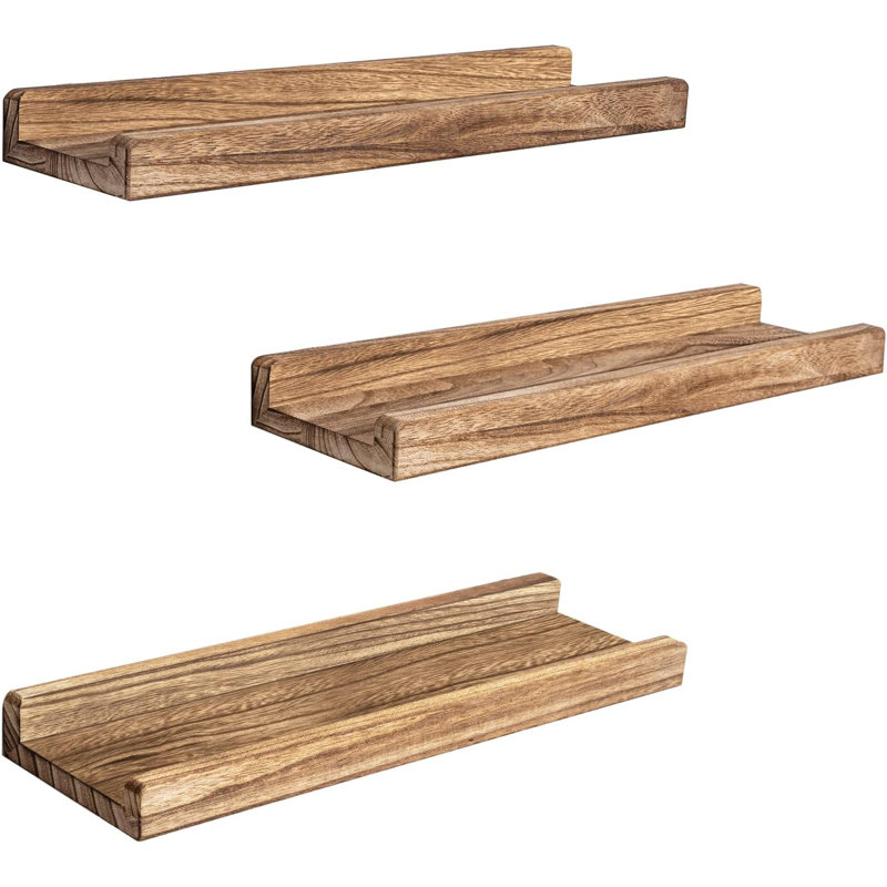 Floating Shelves Wall Mounted ，rustic Wood Wall Shelf Set Of 3 For Storage Display Shelves For Bathroom/kitchen/bedroom/living Room，rustic Brown