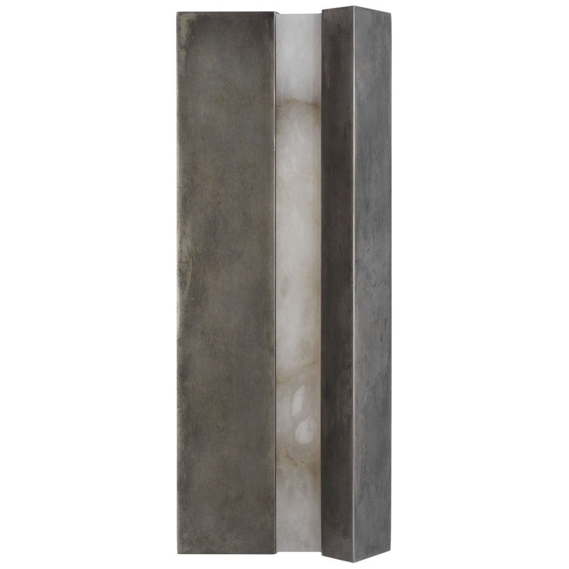Anne-Marie Barton Austera 32" Sconce with Alabaster, Mottled Pewter, 20" H x 8" W x 3.25" D