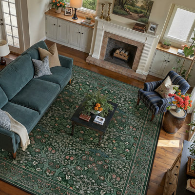  Alora Machine Washable Floral Area Rug With Non-Slip Backing