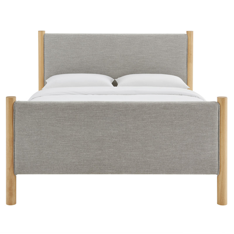 Lit plateforme tapissier Maven Boucle, Bois massif et bois manufacturé, Chêne blé, Très grand