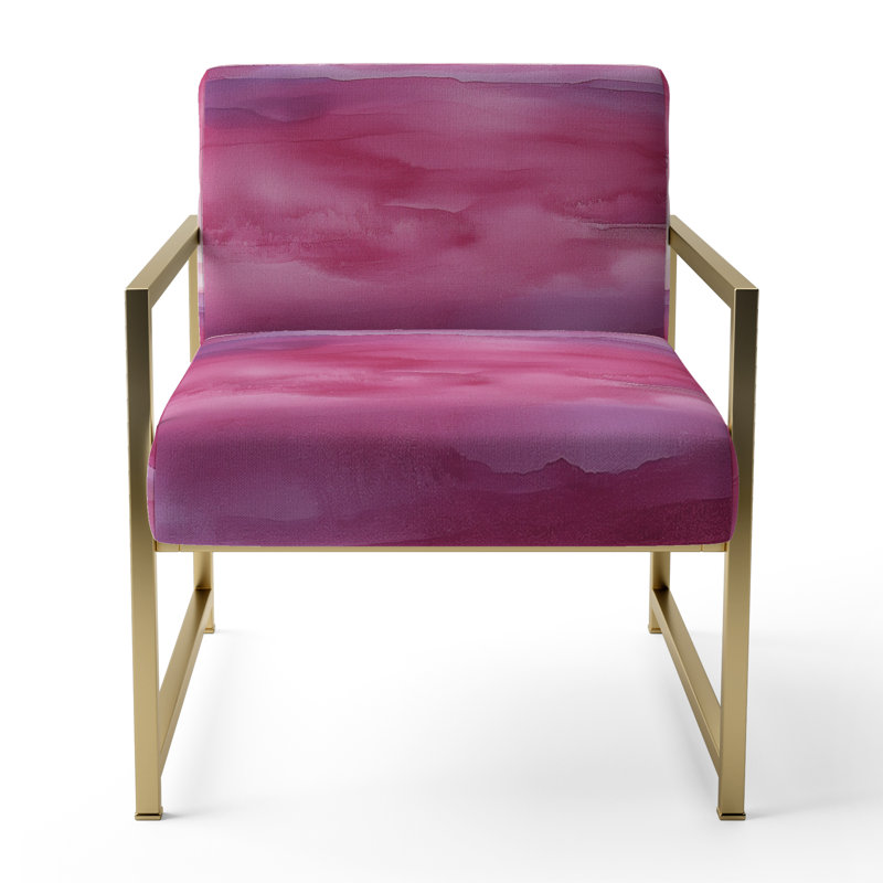 Out To Sea - Fauteuil d'appoint rembourré rose nautique et plage, Doré