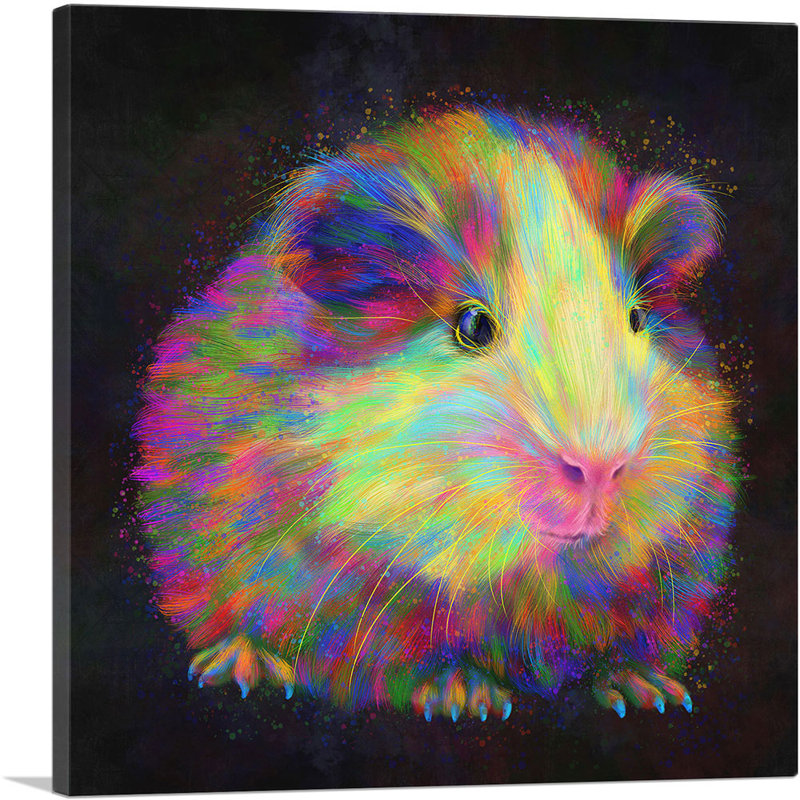 Cochon d'Inde rongeur - impression sur toile tendue, H 18 po x l 18 po x 1,5 po