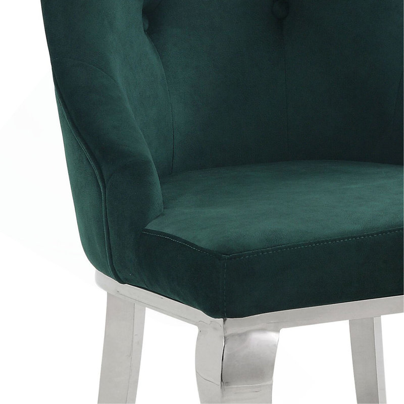 Ensemble de 2 chaises d'appoint en tissu et en acier inoxydable, Vert