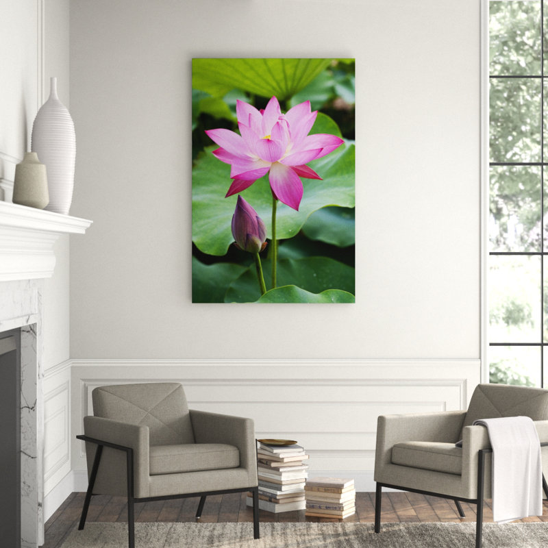 Purple Lotus Flower Bloom Print, 60" H x 40" W x 1.5" D