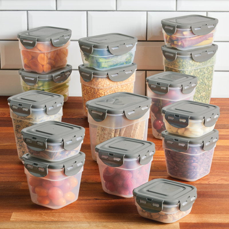 Gray BPA-Free Plastic Meal Prep Food Storage Container Set, 30-Piece
