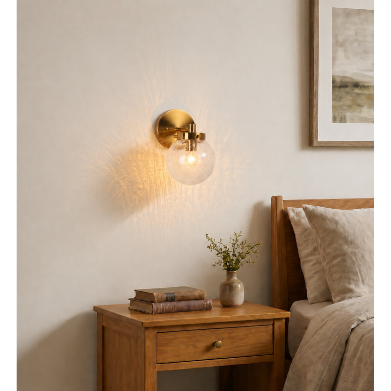  Jenavicia 1-Light 5.5'' W Dimmable Gold Glam Bathroom Wall Sconce UL Certified