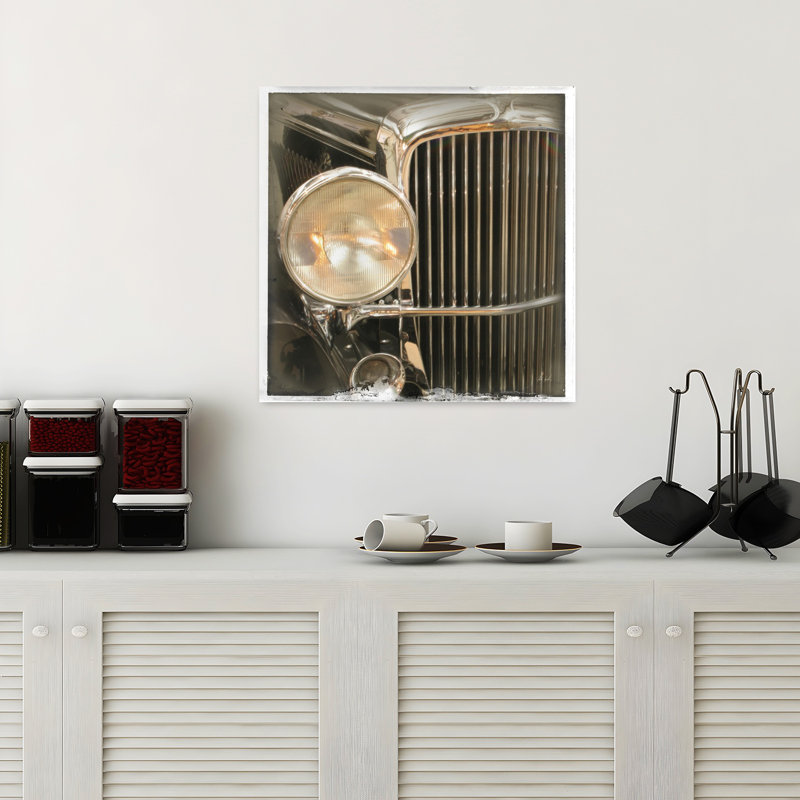 Art rétro rétro avec voiture, H 18 po x l 18 po