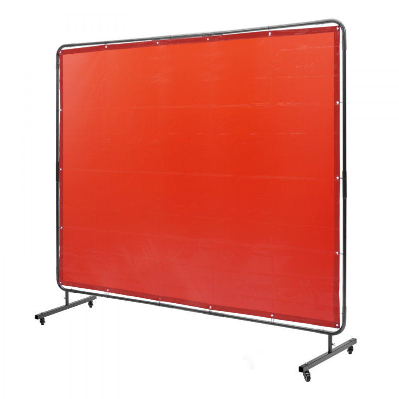 Écran de soudage avec cadre, écran de rideau de soudage de 6 pi, écran de protection en vinyle ignifuge sur 4 roues pivotantes (2 verrouillables), mobile et professionnel pour atelier / industriel