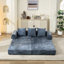 Lit en chenille bleu avec accoudoirs, configuration flexible, revêtement respirant, conception d'espace, coussins pour une sieste luxueuse et confortable, structure en éponge confortable, aucun assemblage requis,-1592798535