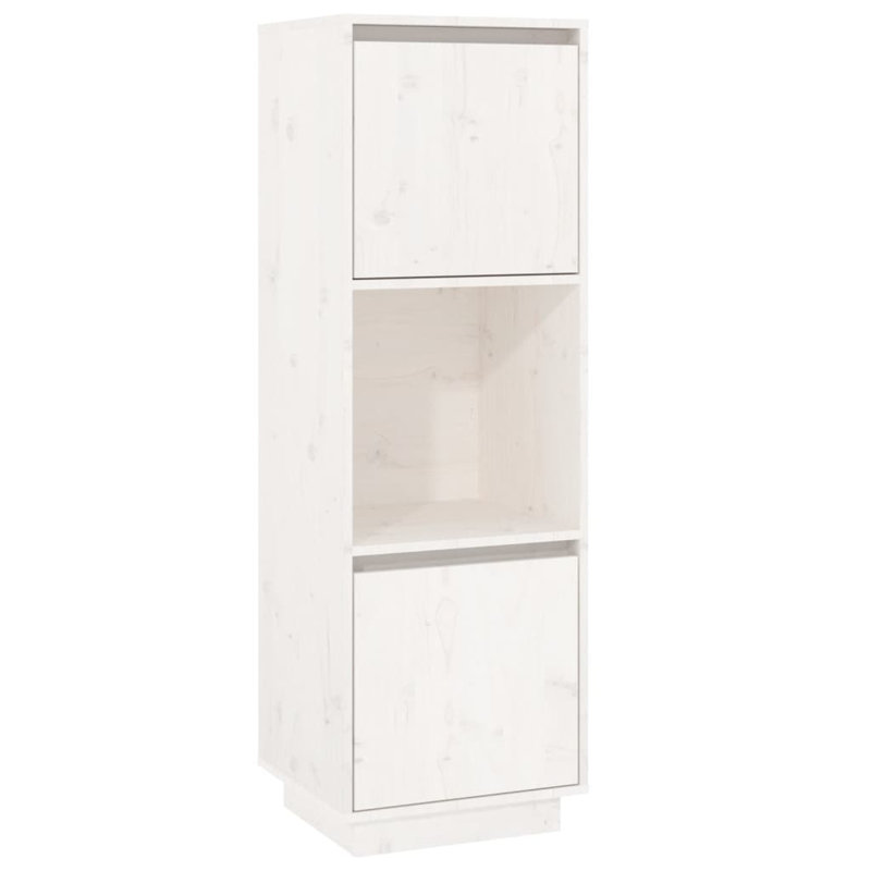 Highboard 38X35x117 Cm Solid Wood Pine, White