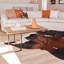 Tapis en cuir de vache chocolat et blanc - tapis en cuir véritable-17796359