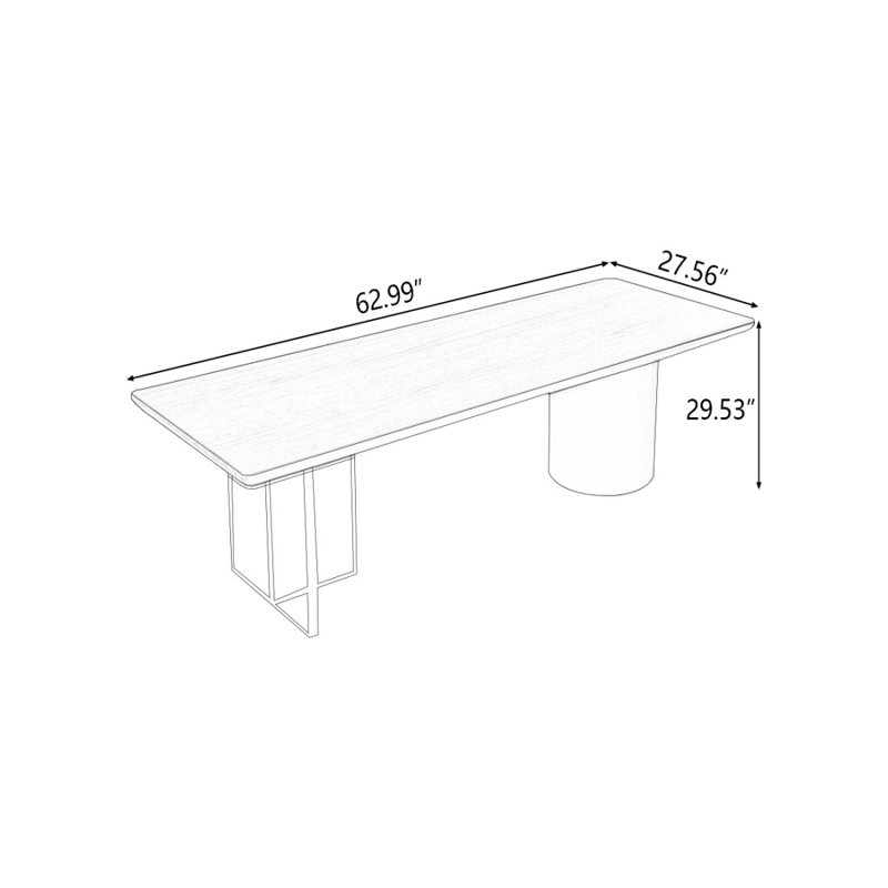 Bureau d'écriture rectangulaire en bois massif noyer, H 29,53 po x l 62,99 po x P 27,56 po