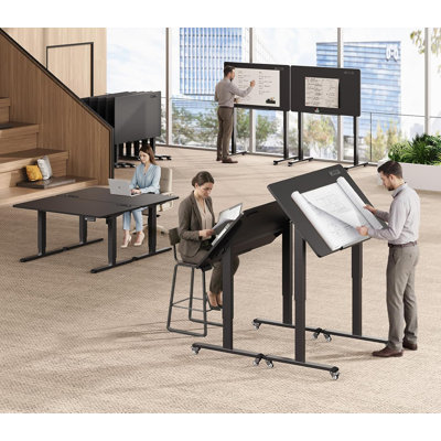 47" Foldable Electric Standing Gaming Desk, Long Computer Desk With Power Strip 