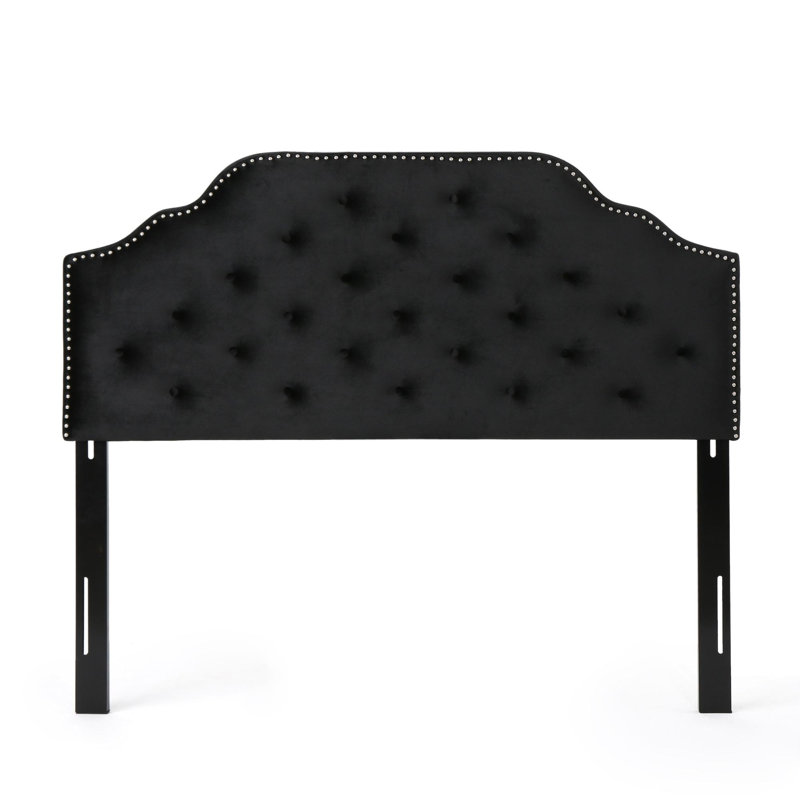 Brooke-Elise Upholstered Metal Panel Headboard, Full / Queen, Black