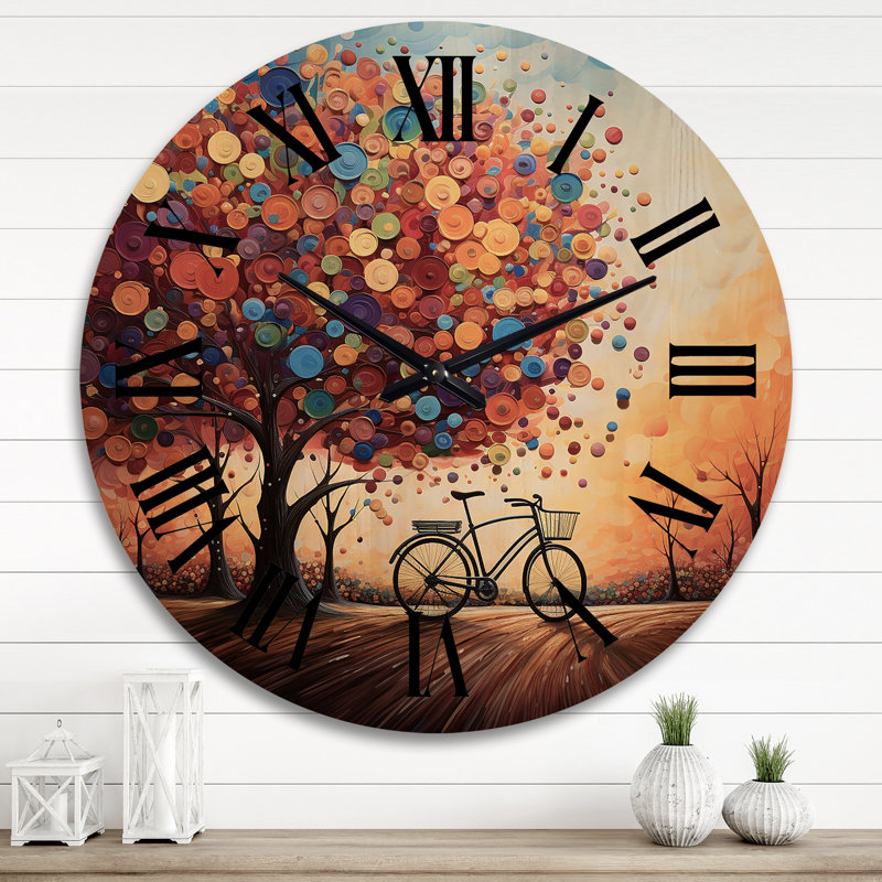 Horloge murale en bois massif Pearlena, Très grand