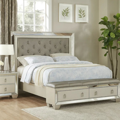Lit plateforme tapissier avec rangement Vonnie