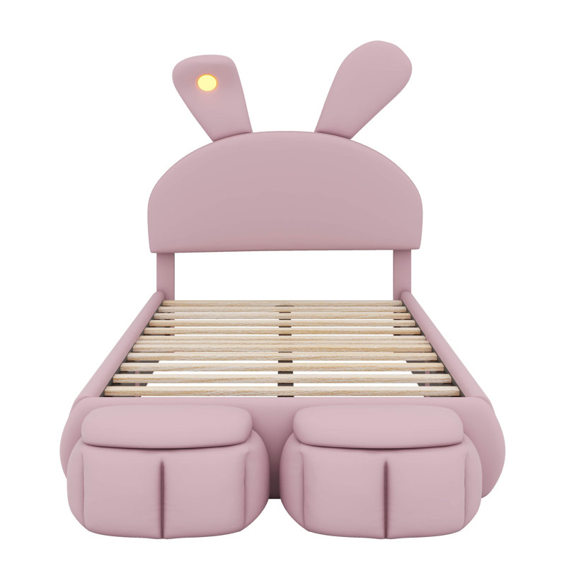 Lit plateforme tapissier simple avec oreilles de dessin animé ludiques