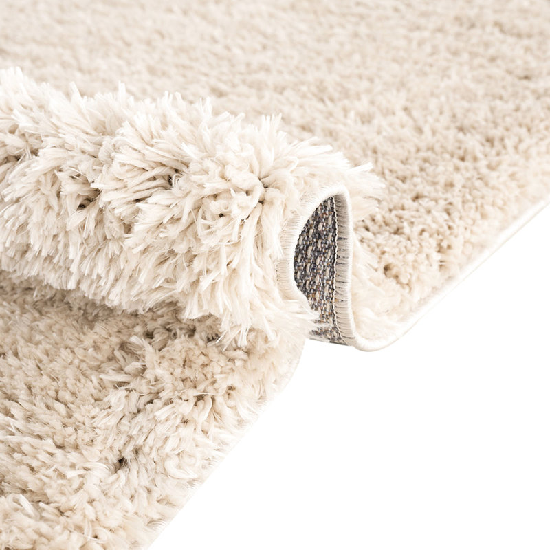 Tapis très doux à poils longs de 5 po x 7 pi, crème, idéal pour les zones à circulation élevée, zone de nettoyage facile de l 5 pi 3 po x L 7 pi, nettoyage à l'aspirateur ou à l'endroit